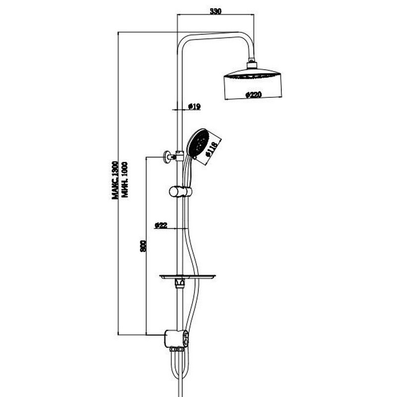 Душевая стойка Esko Singapore Хром глянцевый ST1350 Душевая стойка Esko Singapore Хром глянцевый ST1350 — изображение 2
