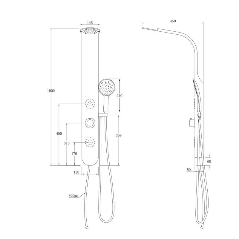 Душевая панель Taliente Amato гидромассажная Хром глянцевый ТА-G-S03C Душевая панель Taliente Amato гидромассажная Хром глянцевый ТА-G-S03C — изображение 2