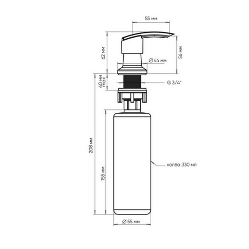 Дозатор для жидких моющий средств Ulgran Classic U-02 Графит U-02-342 Дозатор для жидких моющий средств Ulgran Classic U-02 Графит U-02-342 — изображение 3